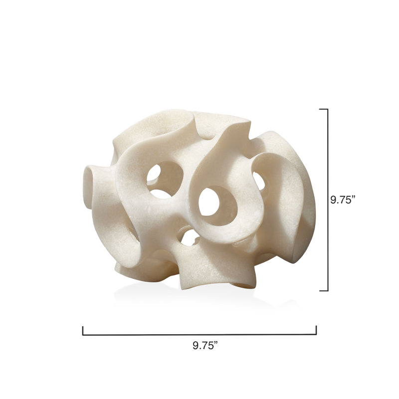 Ribbon Resin Sphere Figurine, Matte White