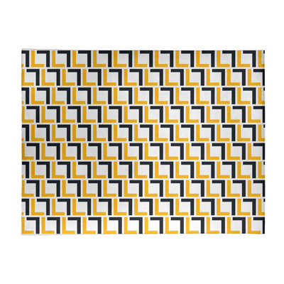 Tapis géométrique jaune / bleu marine foncé / blanc