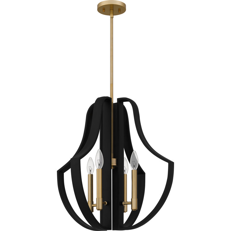 Glenolden 4-Light Matte Black Pendant Light