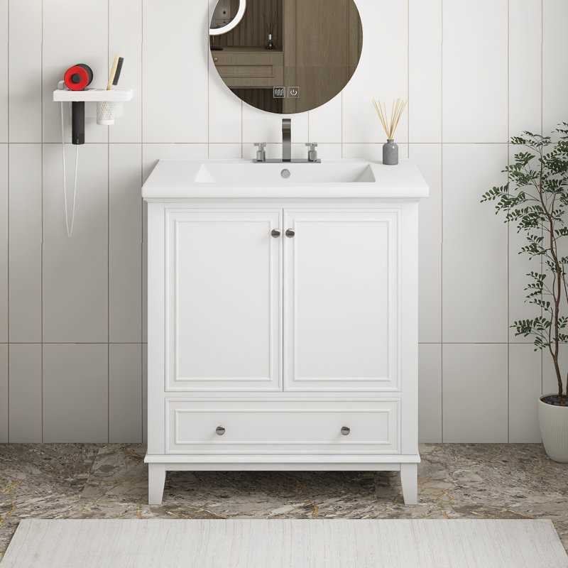 Meuble-lavabo simple 30 po avec comptoir, Blanc