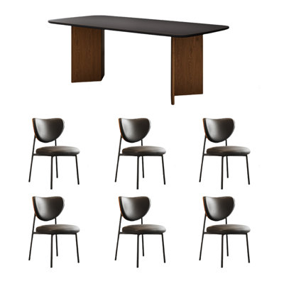 Full support rock plate dining table and chair set