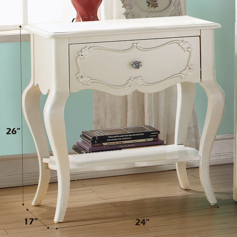 Table de chevet traditionnelle avec tiroir et tablette, idéale pour la chambre des jeunes, offrant un design élégant et un rangement fonctionnel