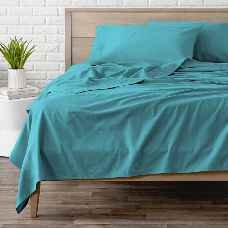 Heather Light Grey Cotton Flannel Twin XL Sheet Set