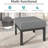 Set Of 2 24" Aluminum Patio Ottomans With Dark Gray Cushions, All-Weather Footrests