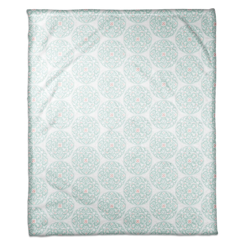 Morrocan Circle Hand Woven Throw Blanket, Teal