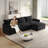 Corduroy Fabric Loveseat Sofa Couch with 1 Footrest for Living Room, L-Shaped Sectional with Ottoman, Upholstered Large Size Deep Sofa with Cushions-2102349313-2090291001