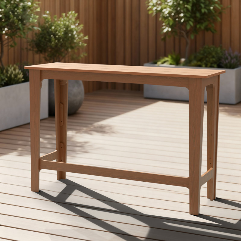 Cedartown Bar Height Patio Table 60.2" Rectangle For Patio, Garden, Yard, Balcony, Poolside, Teak