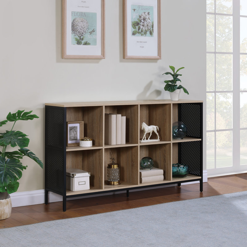 Ace 8 Cube Bookcase/Storage Unit, Black/River Oak, 34" H x 57.5" W x 13.5" D