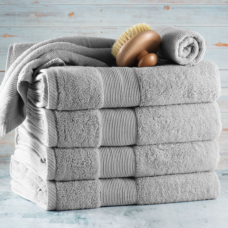 Danni-Leigh 6 Piece 100% Cotton Towel Set., Gray, 6-pack Bath Towel Set