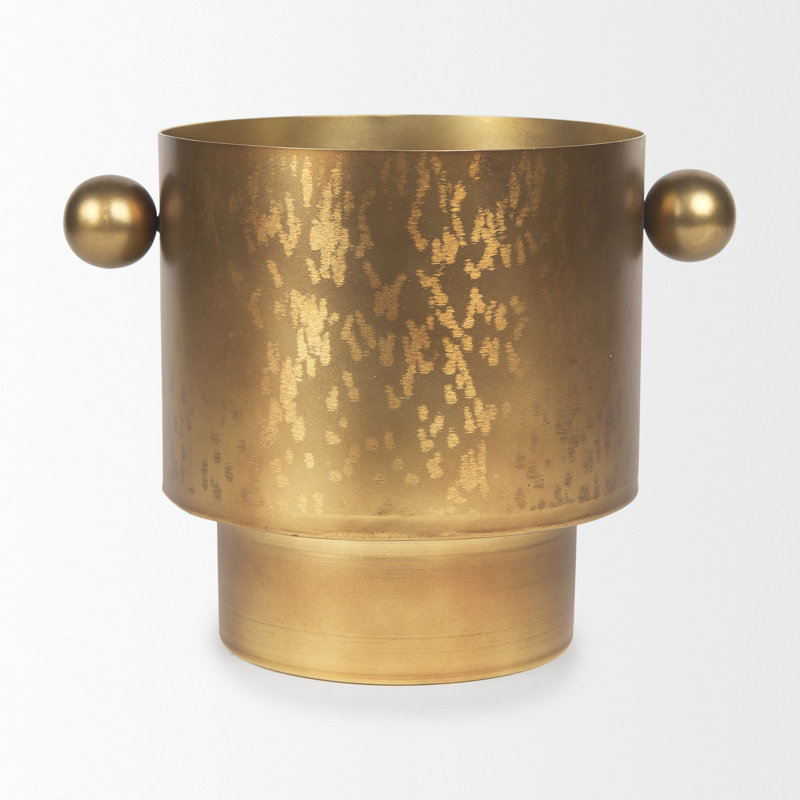 Vase de table en métal Legler, Or, H 8,5 po x l 8 po x P 11 po