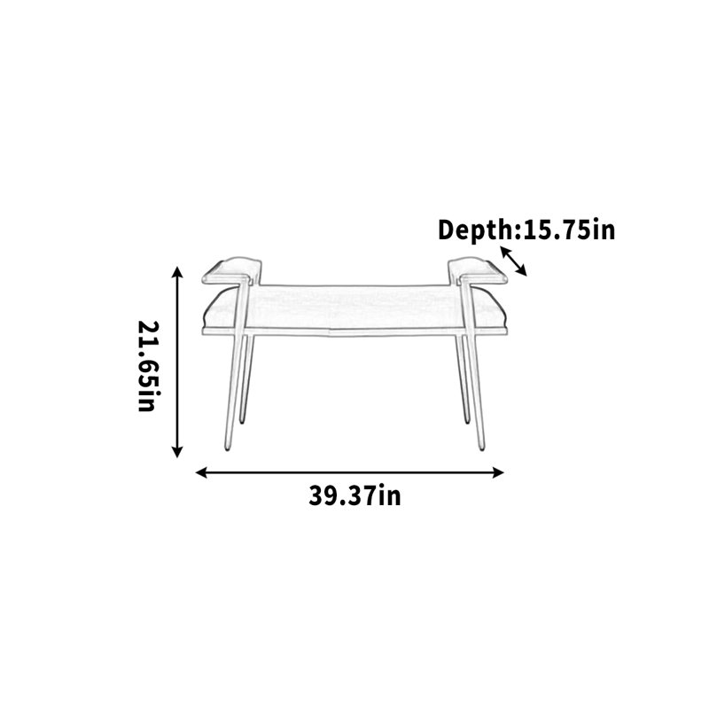 Le magasin de vêtements à banc souple porte des chaussures et des chaussures, H 21,65 po x l 39,37 po x P 15,75 po