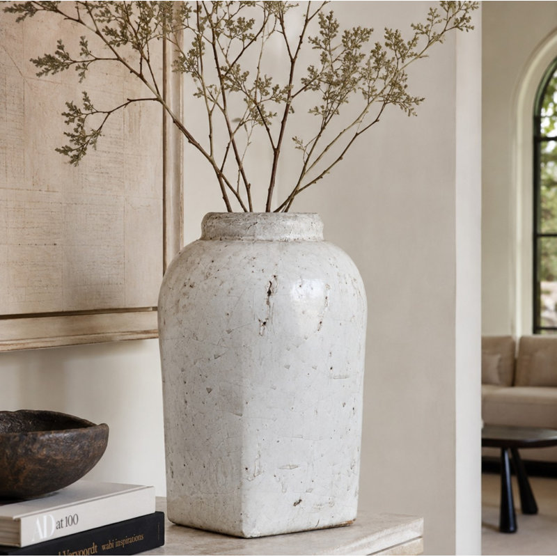 Stoneware Table Vase, 11" H x 7.5" W x 7.5" D
