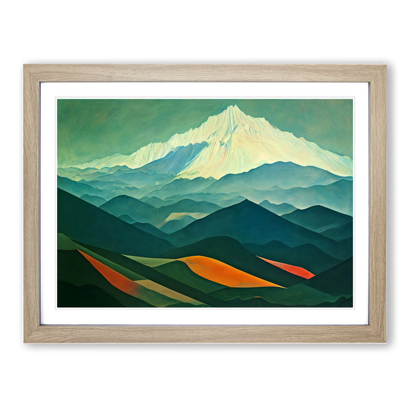 Dynamic Mountain Landscape 1 Piece Single Picture Frame Painting, 34cm H x 46cm W x 2cm D, Oak