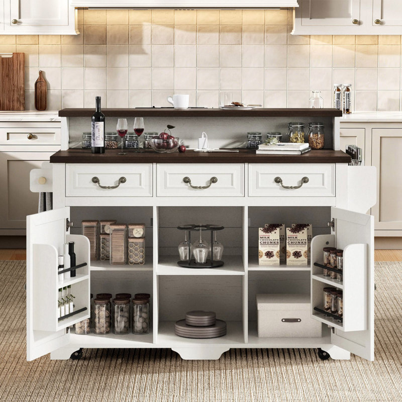 Harpenden 53.2" Kitchen Island With Storage, White