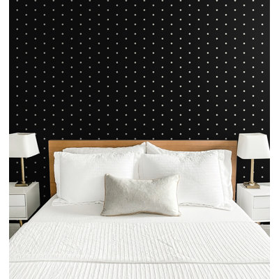 Seabrook Designs Onyx & Metallic Algernon Polka Dots Unpasted Wallpaper