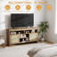 Meuble télé 59 po en rotin de 59 po ou moins, meuble audio-vidéo avec rangement ouvert, console média pour chambre à coucher, salon, chêne