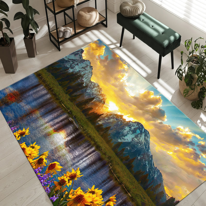 Non Woven Thin Type Printed Rug Featuring Classic Floral Design in Rich Hues Perfect for Homes Seeking Traditional Aesthetic Appeal
