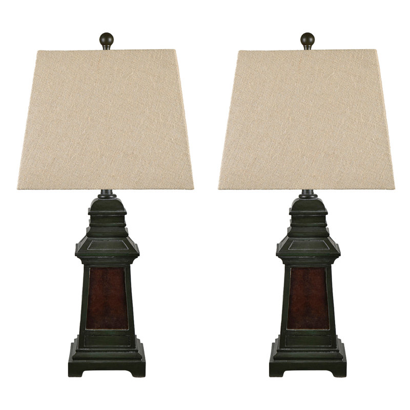 29" Resin Table Lamp With Tan Shade