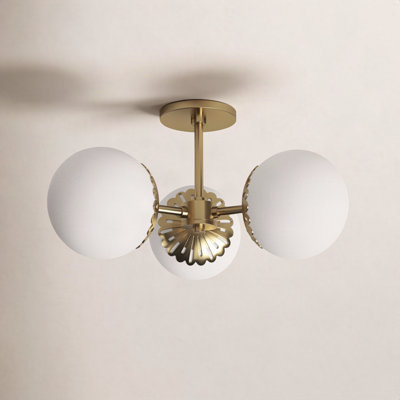 Deniaud 3 Light Glass Semi Flush Mount