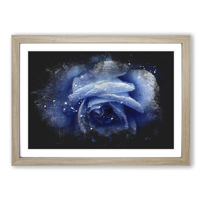 Blue Rose - Picture Frame Painting Print, 62cm H x 87cm W x 2cm D, Oak Framed