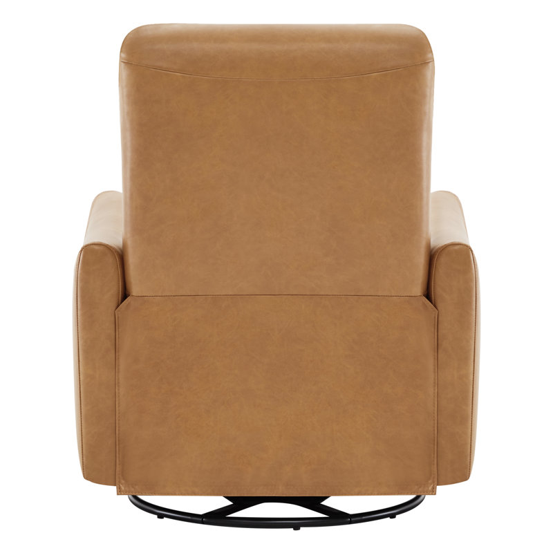 Fauteuil inclinable électrique pivotant en cuir Mikkel, Similicuir brun cognac