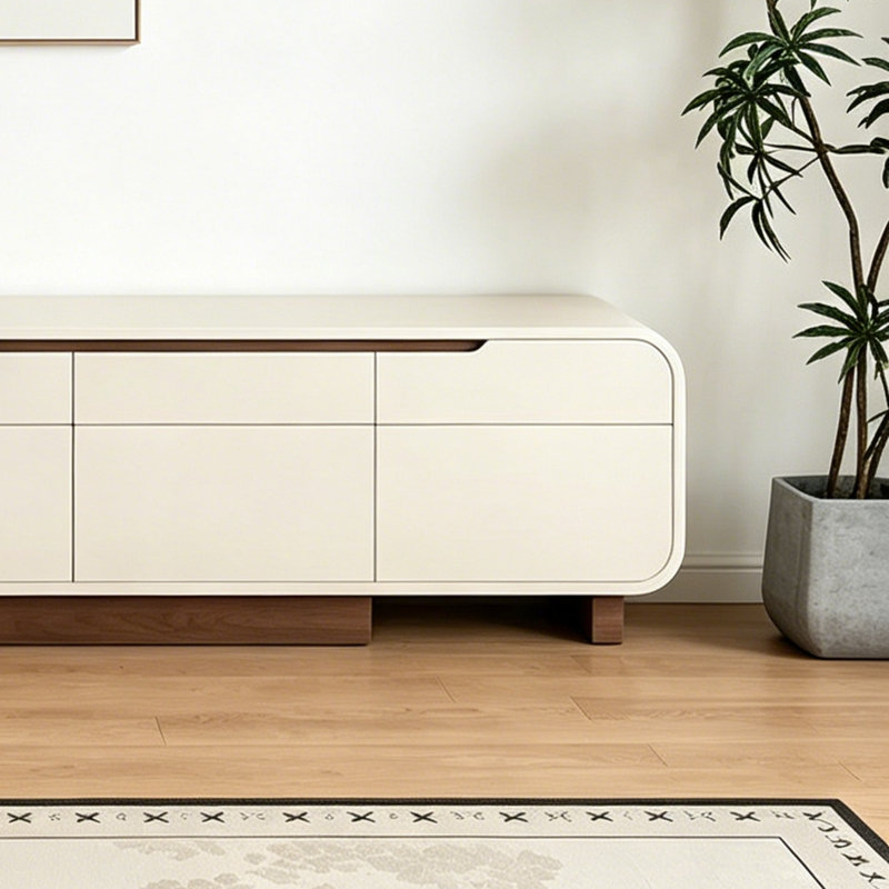 Meuble télé français rétractable de style crème, 23.62"H x 86.61"L x 15.75"W