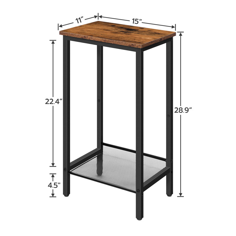 Raimondas 28.9" Tall End Table, Rustic Brown/Black