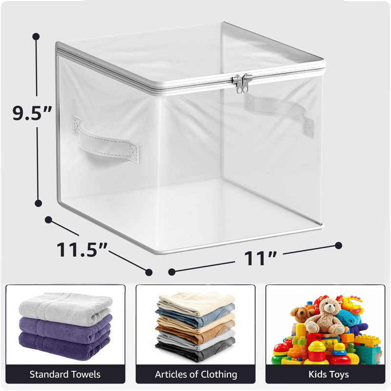  Clear Storage Bag - Foldable Large Plastic Bags with Zipper & Carry Handles, Great for Clothes, Blankets, Closets, Bedrooms, - Set of 6