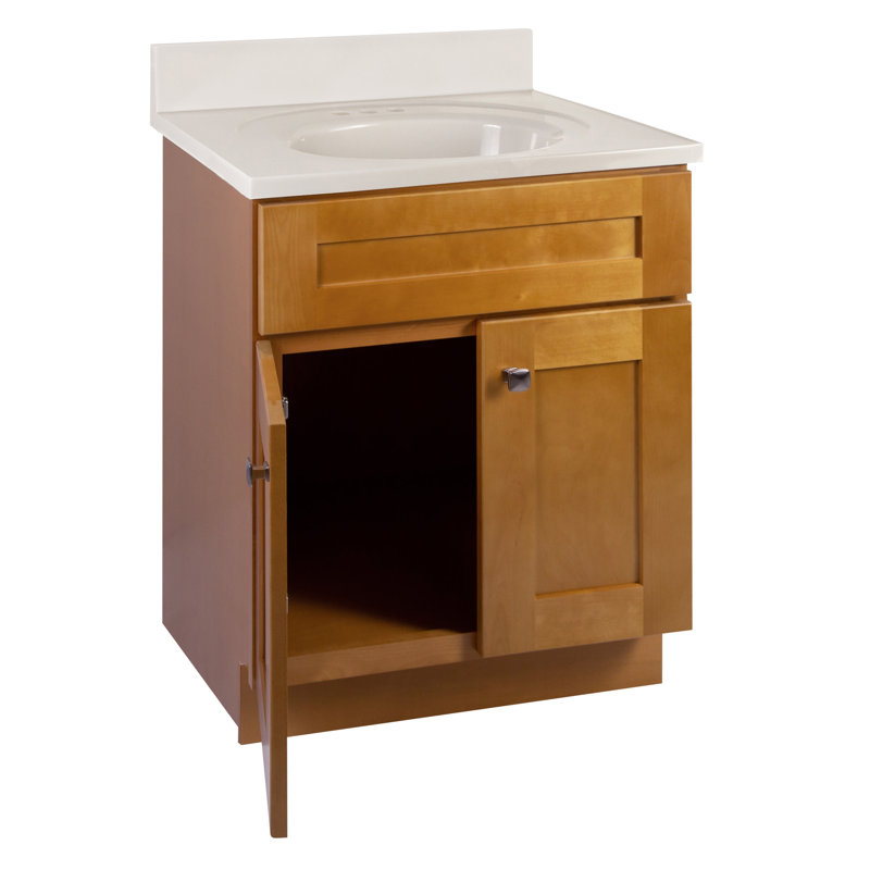 Meuble-lavabo de 25 po avec plateau Aristodema Brookings, prêt à assembler, Brun