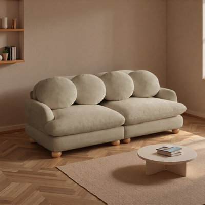 Canapé Comfy en chenille, canapé 2 places profond avec 4 coussins décoratifs, structure en bois massif pour le salon, la chambre à coucher