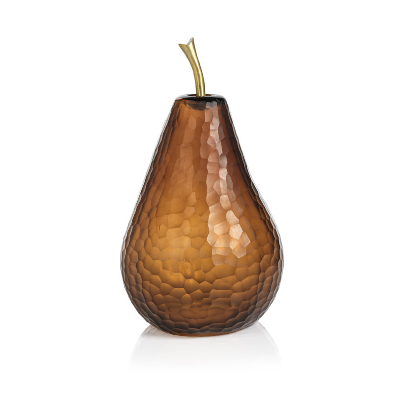 Sculpture poire ambrée, H 12,5 po x l 7 po x P 7 po