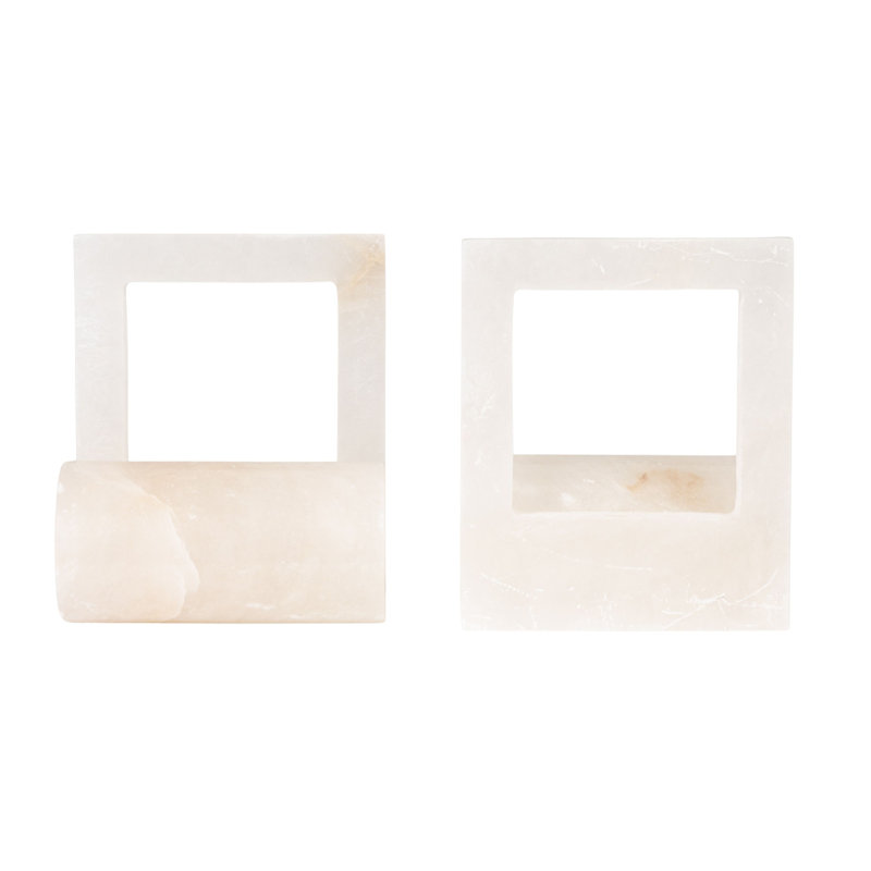 Alabaster Bookends With Cut-Outs
