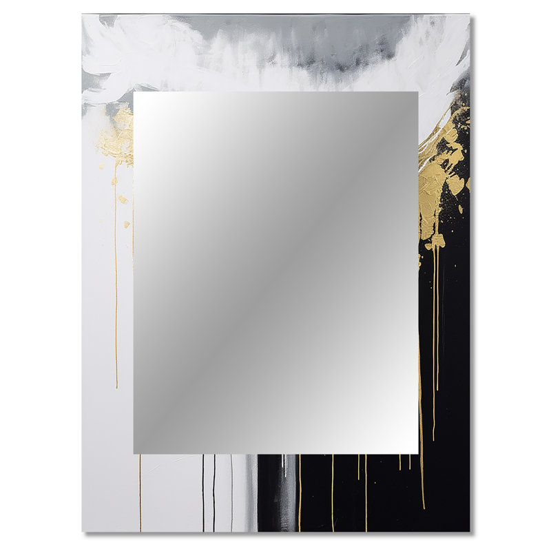 Golden River Wildness Abstract Gold And Black III - Abstract Painting Large Mirror, Gold Unique Wall Mirror Decor, Printed Metal Art