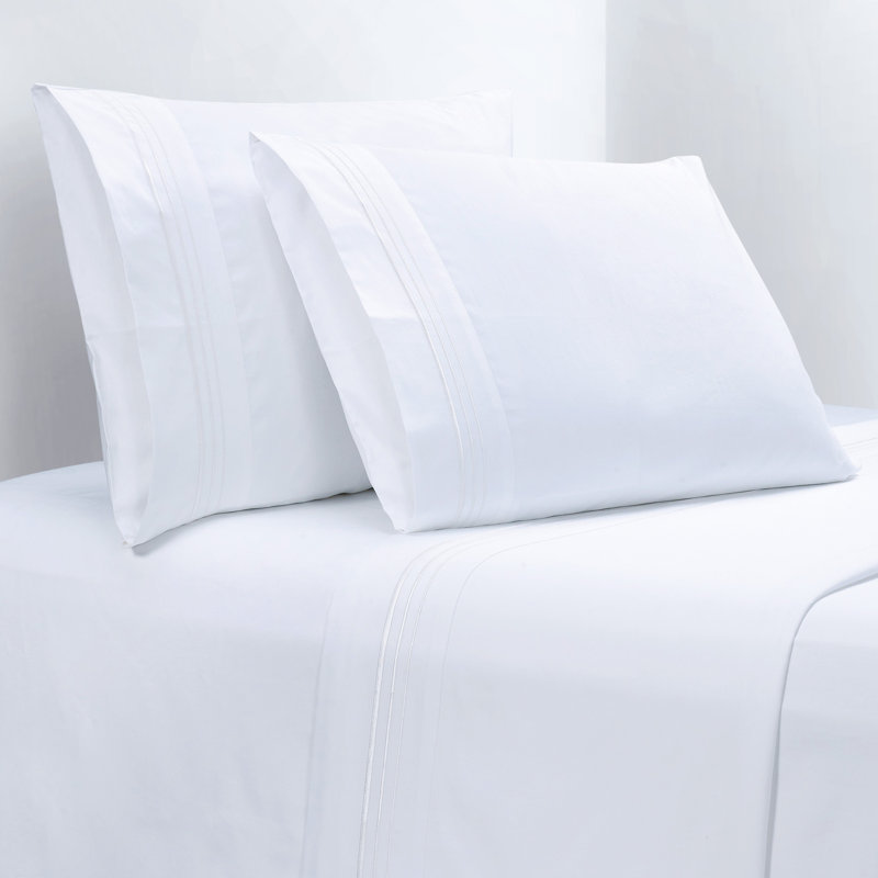 Ensemble de draps 100% coton, Blanc, Ensemble de draps pour grand lit + un drap-housse 