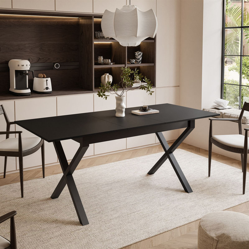 Extendable table ARTON II  140 cm,  "X" legs, Black, Black