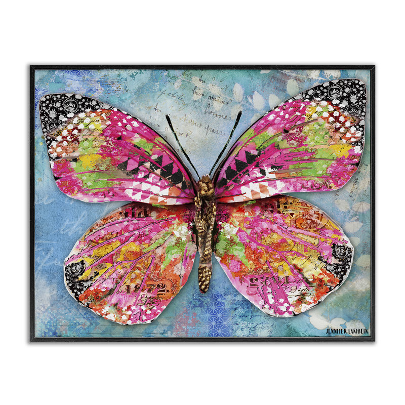 «Wonderland Butterfly», estampe numérique par Jennifer Lambein, H 24 po x l 30 po, Giclée encadrée noir minuit