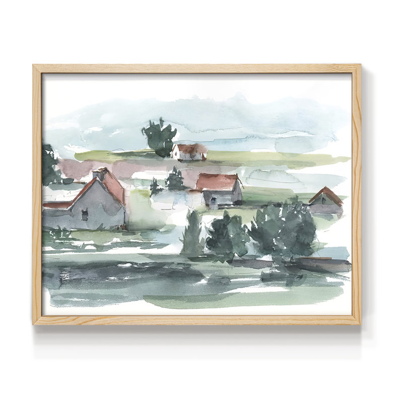 Valley Farm II -Framed Print - Restickable, Natural, 16" H x 20" W
