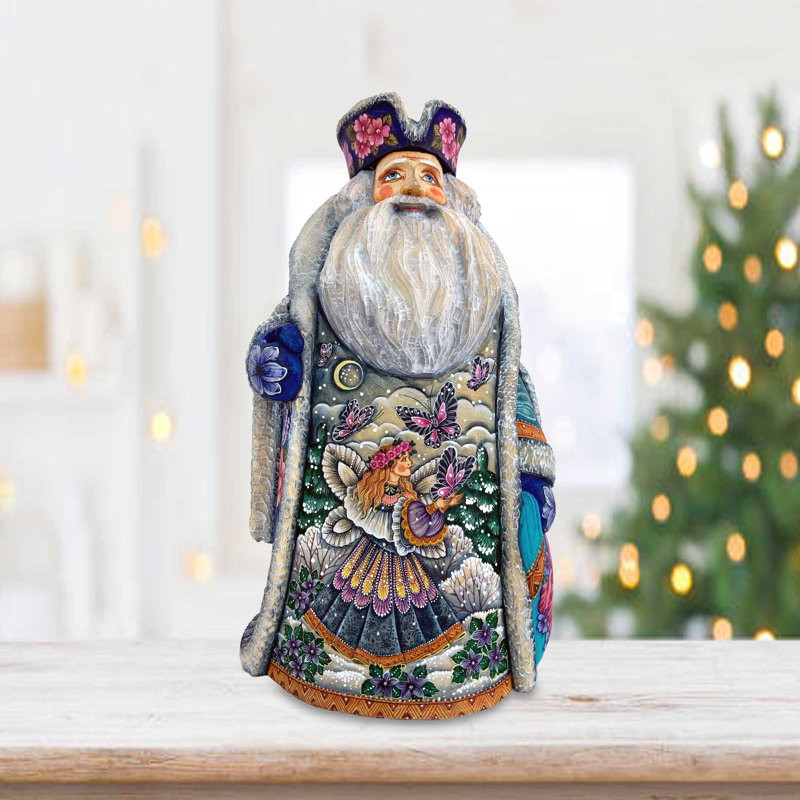 Masterpiece Wood Carved the Fairy Lady Santa Figurine