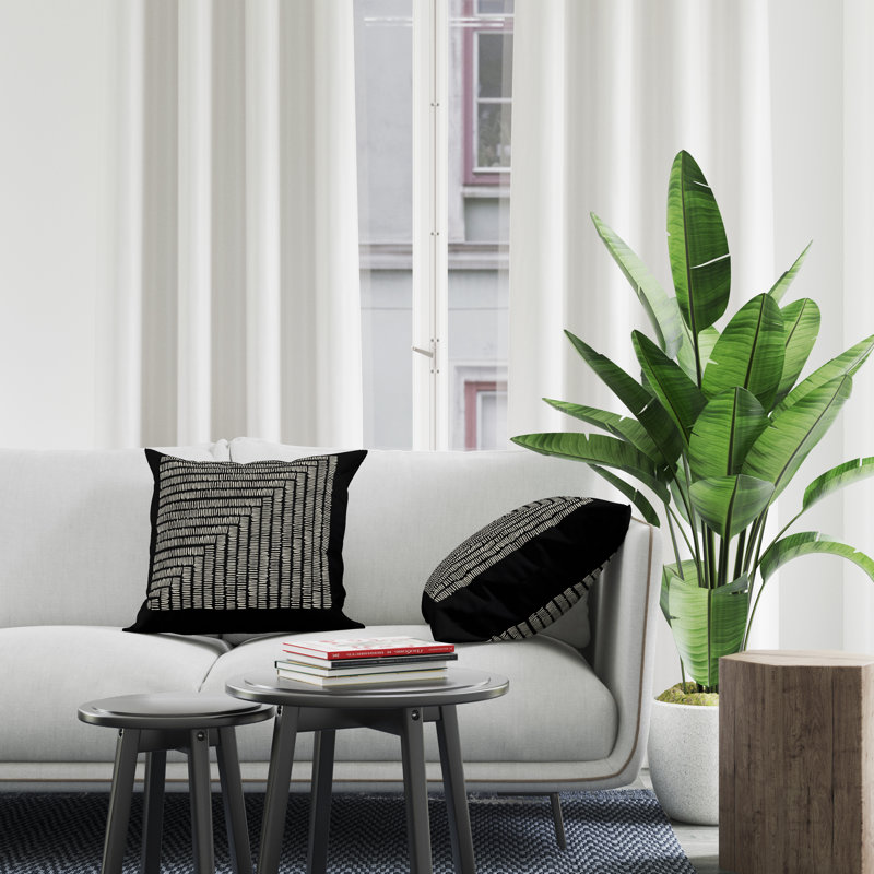 Jeté carré en polyester intérieur / extérieur, L 15 po x H 15 po, Noir