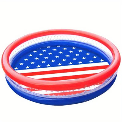 Extra Large 60''X12" Heavy-Duty Inflatable Kiddie Pool - With American Flag Design, Blow-Up Splash Pad & Ball/Sand Pit - UV-Resistant, Quick-Drain Valve, BPA-Free PVC - Indoor/Outdoor Party Pool For Toddlers, Kids, Adults, Pets - All-Season Backyard, Birt