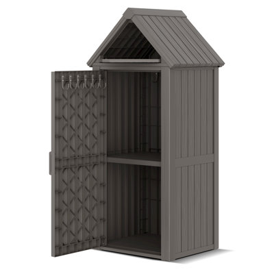 Remise extérieure 64,17H en résine durable, remise de style chalet en bois rond, facile à déplacer