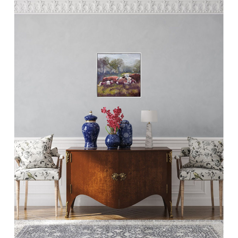FIVE COWS FIVE COWS - Unframed Print on Canvas, 36" H x 36" W x 1.5" D, Unframed