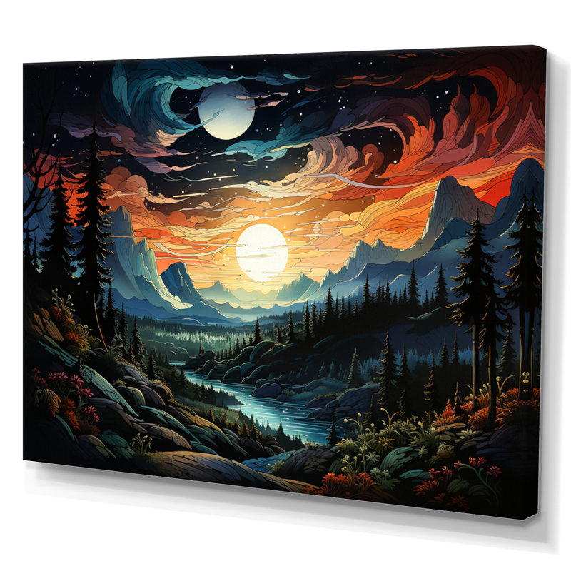 " Landscape Aurora Borealis Natures IX ", H 24 po x l 32 po x P 1 po, Toile tendue