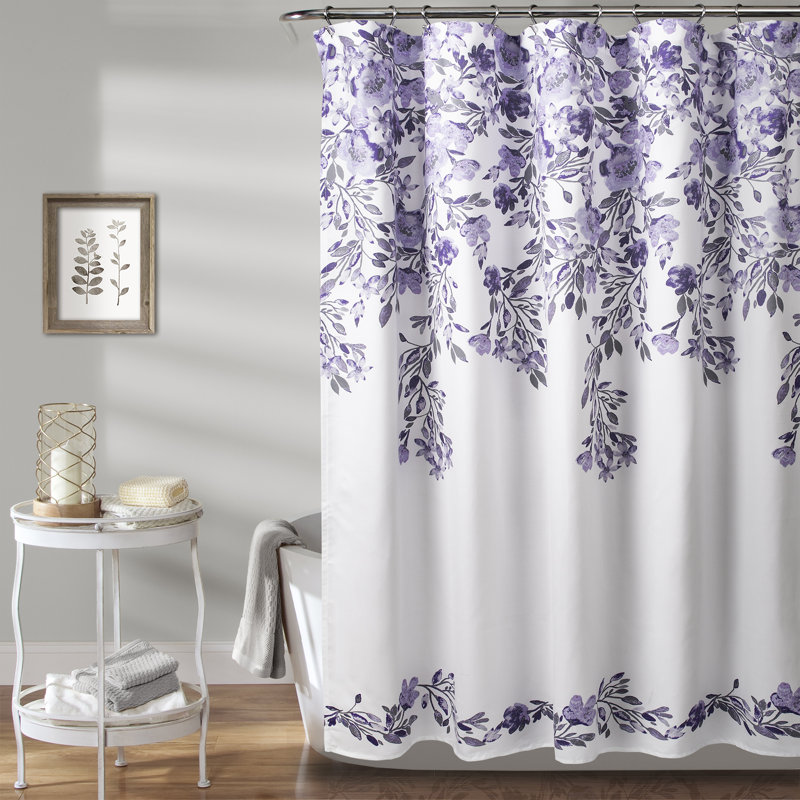 Tanisha Floral Shower Curtain, Purple