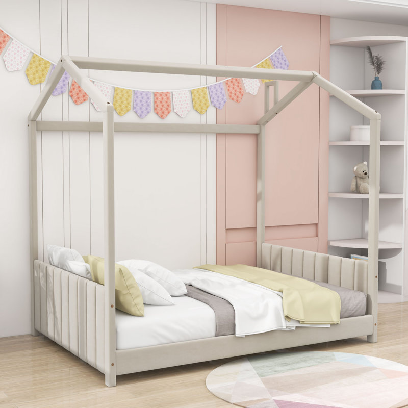 Lit en bois Molucca, Double, Beige