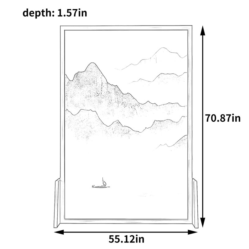 Écran de paysage moderne et minimaliste, H 70,87 po x l 55,12 po x P 1,57 po