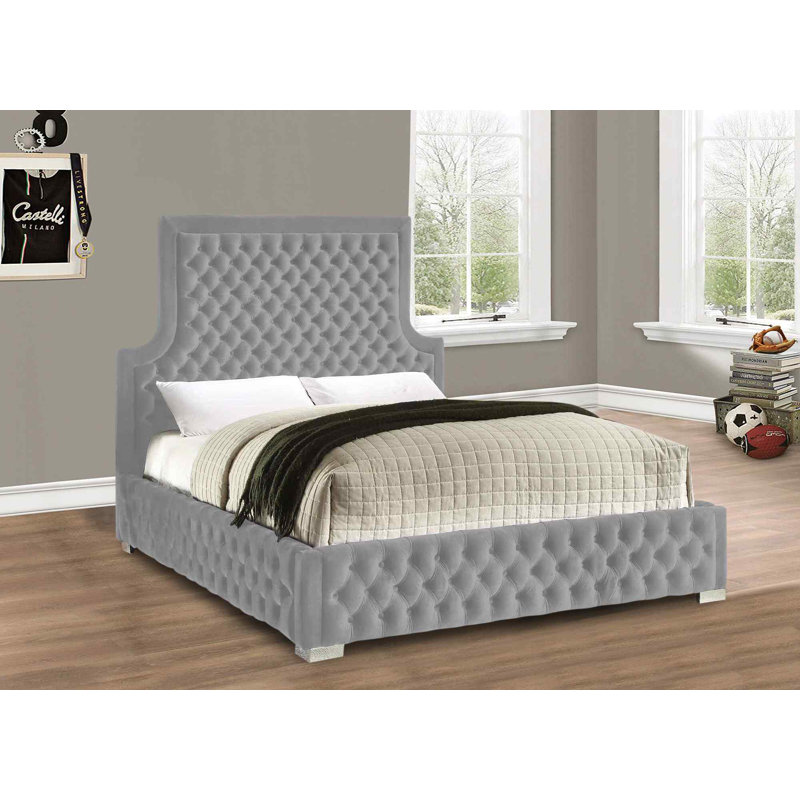 Upholstered Bed, Double (4'6), Silver