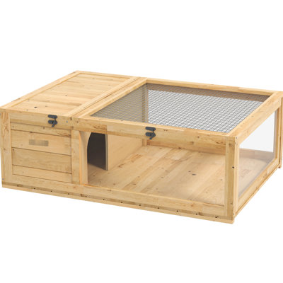 Maison de tortue en bois: Cage de reptile intérieur / extérieur pour lézards, geckos. Sécuritaire et stable, avec une zone extensible de l'habitat de la tortue jaune