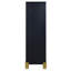 Commode haute 5 tiroirs Theo, poignées verticales dorées, bois noir Theo