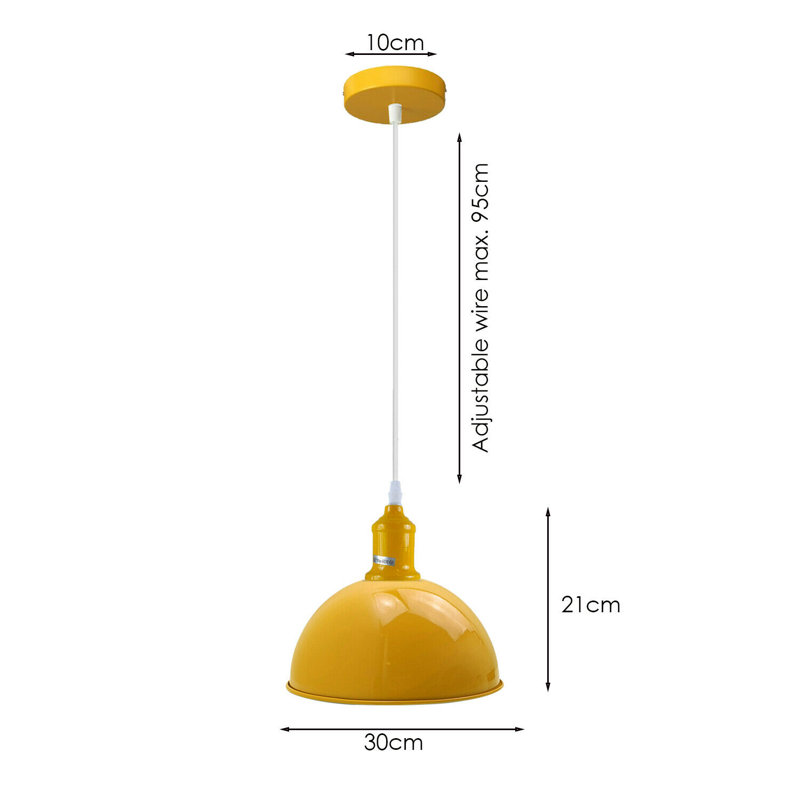 Dlayna 1 - Light Yellow Dome Pendant, 114cm H x 40cm W x 40cm D